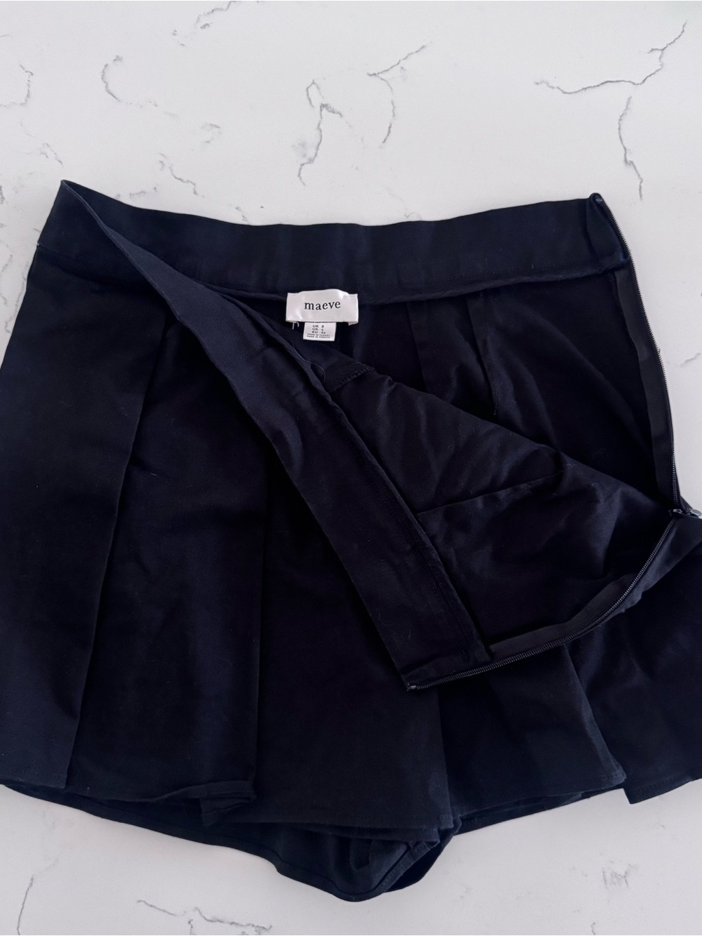 Maeve Pleated Skort Womens US 4 Black Anthropologie Cotton Elastane Side Zip - Picture 7 of 11